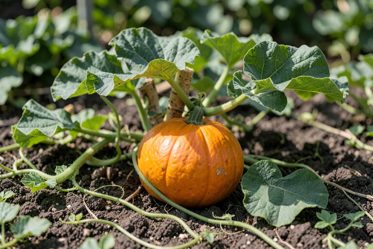 Buča (Cucurbita maxima) — ponazoritev rastline — AI prikaz, ustvarila umetna inteligenca.