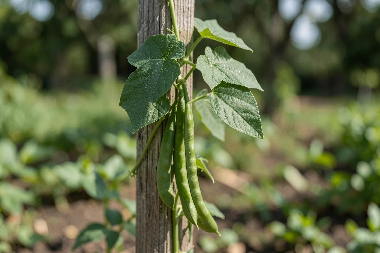 Fižol (Phaseolus vulgaris) — ponazoritev rastline — AI prikaz, ustvarila umetna inteligenca.