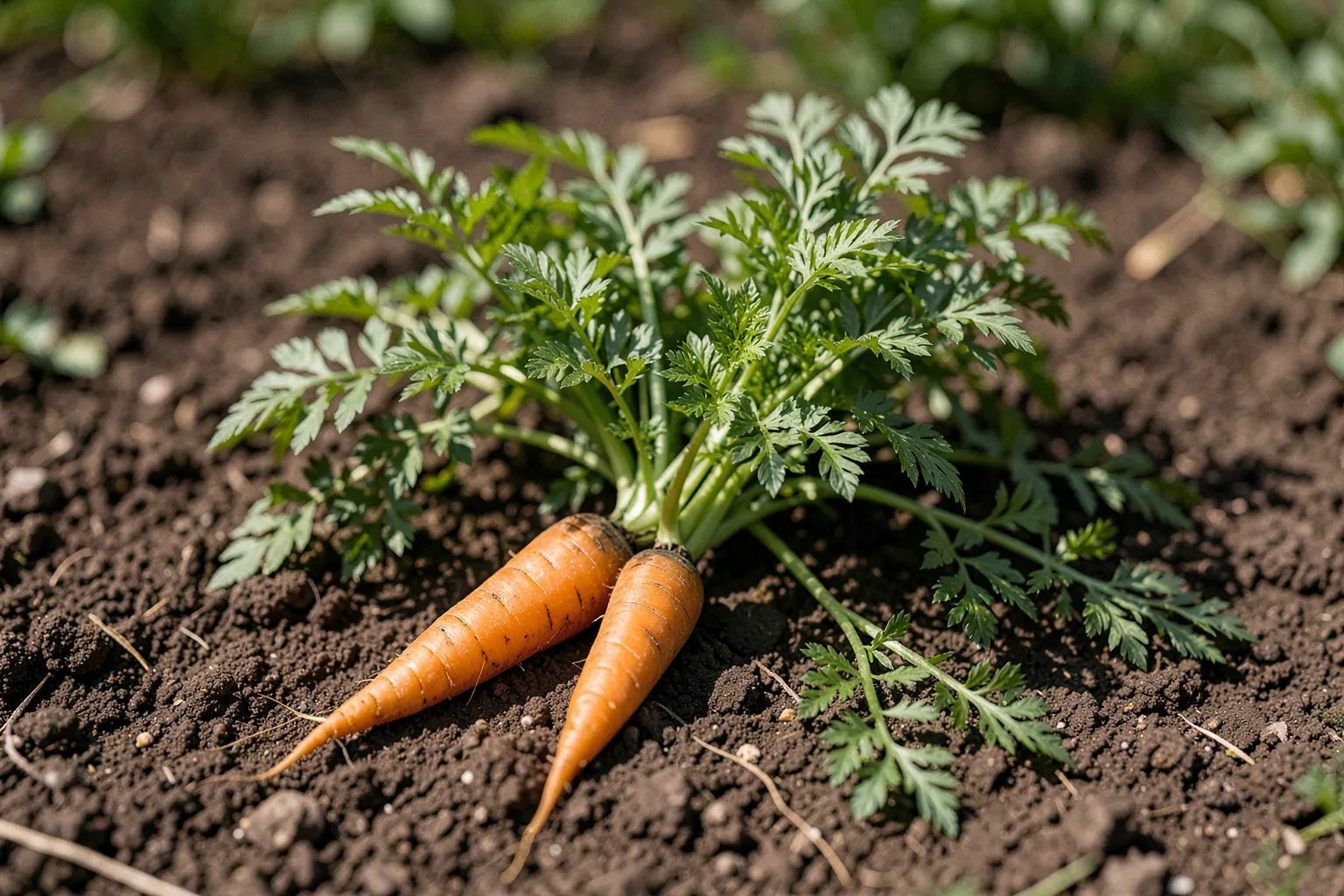 Korenje (Daucus carota) — ponazoritev rastline — AI prikaz, ustvarila umetna inteligenca.