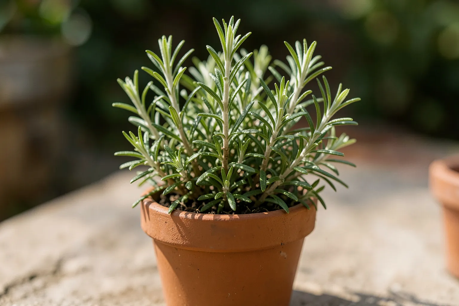 Rožmarin (Salvia rosmarinus) — ponazoritev rastline — AI prikaz, ustvarila umetna inteligenca.
