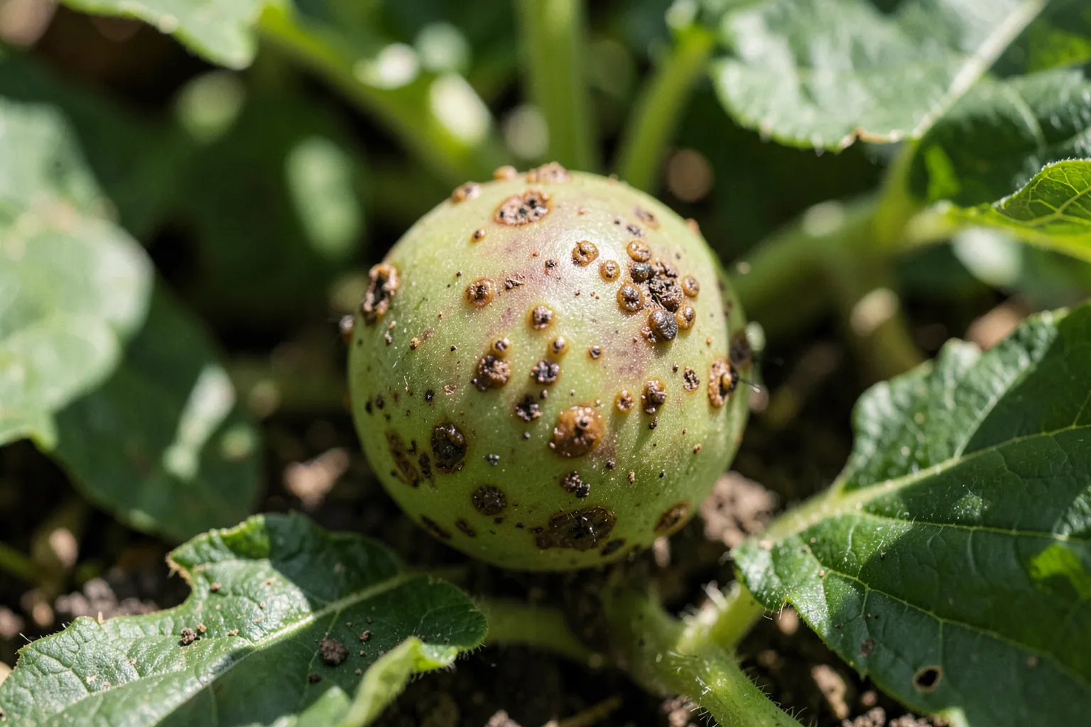 Smrdljivke (Halyomorpha halys in druge vrste) — ponazoritev organizma v vrtnem okolju — ilustrativni AI prikaz, ni zanesljiva diagnostična fotografija; ustvarila umetna inteligenca.