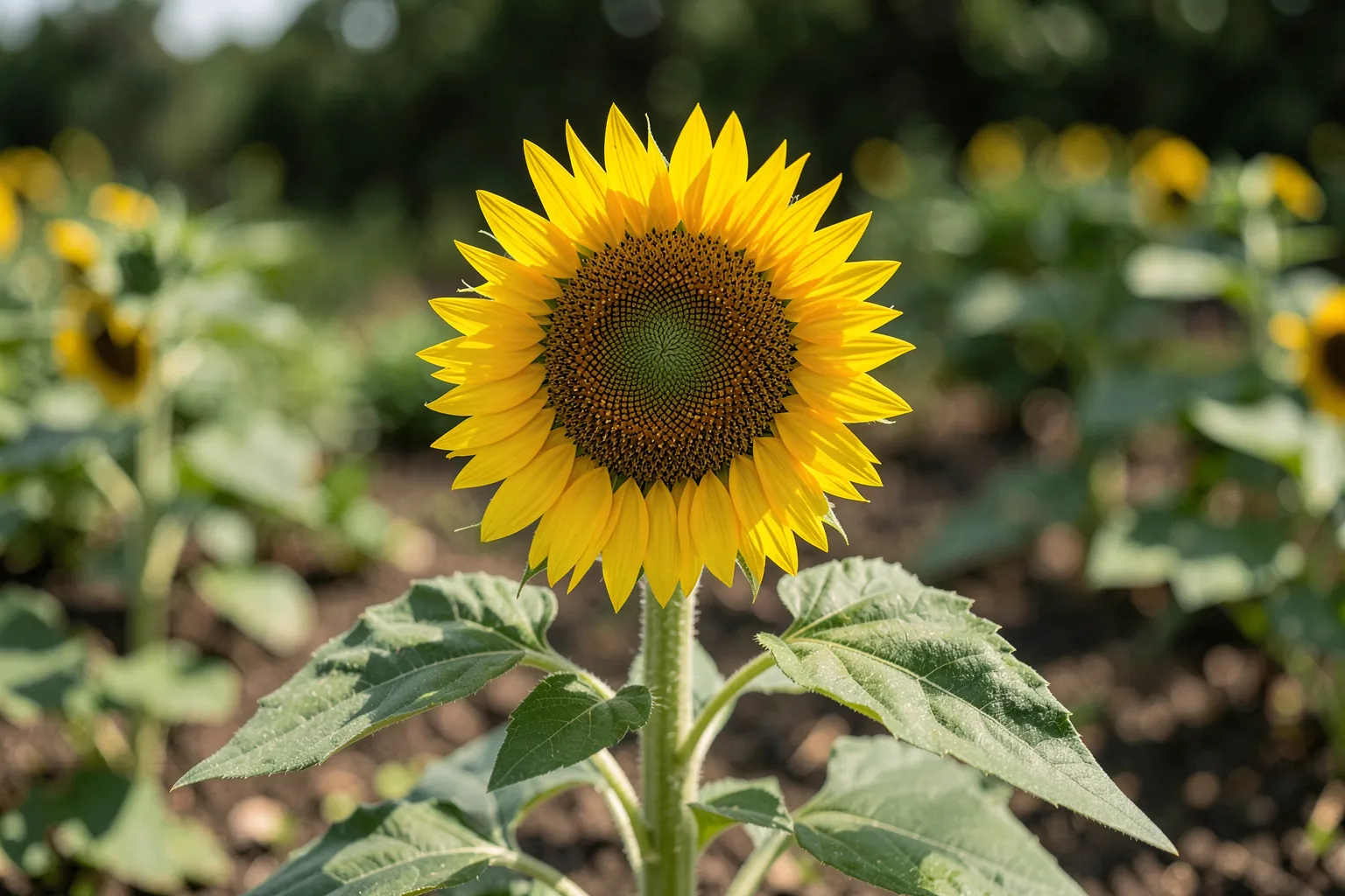 Sončnica (Helianthus annuus) — ponazoritev rastline — AI prikaz, ustvarila umetna inteligenca.